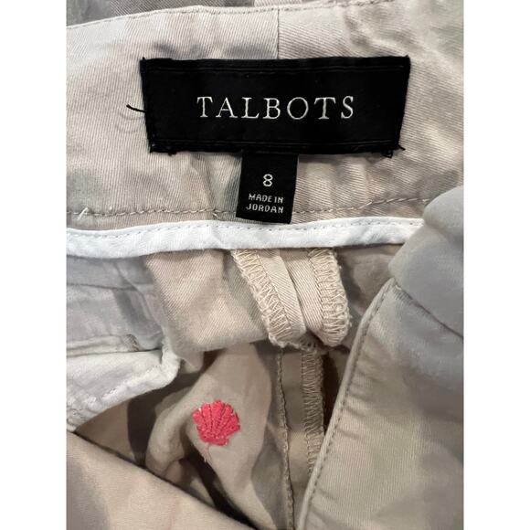 Talbots Signature Pink Scallop Shell Embroidered Summer Khaki Pants 8 - Picture 5 of 7